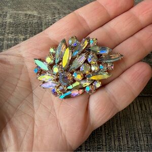 Vintage Gold-Tone Aurora Borealis Crystal Brooch